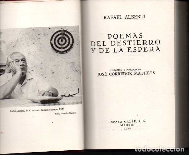 Libros: POEMAS DEL DESTIERRO Y DE LA ESPERA. - ALBERTI, Rafael. - Foto 1