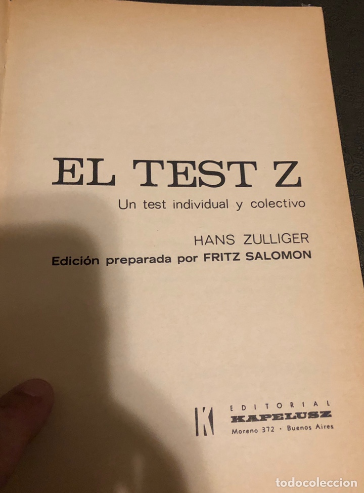 Libros: L- El test Z, con sus tres laminas del test. Hans Zulliger. - Foto 5