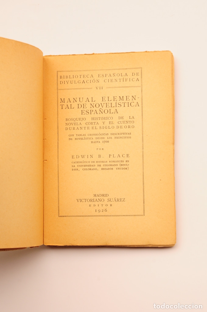 Libros: Manual elemental de novel&iacute;stica espa&ntilde;ola - PLACE, Edwin - Foto 2