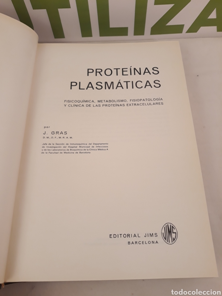 Libros: J.Gras. Proteinas plasmaticas. editorial jims. - Foto 2