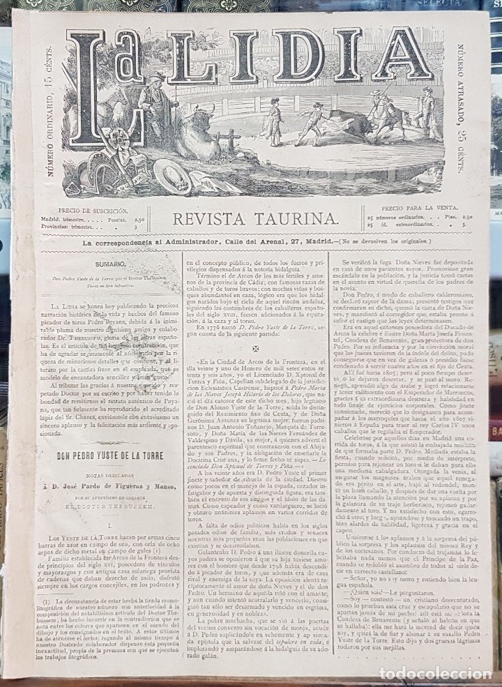 Libros: LA LIDIA (A&ntilde;o 18??) () - Foto 1