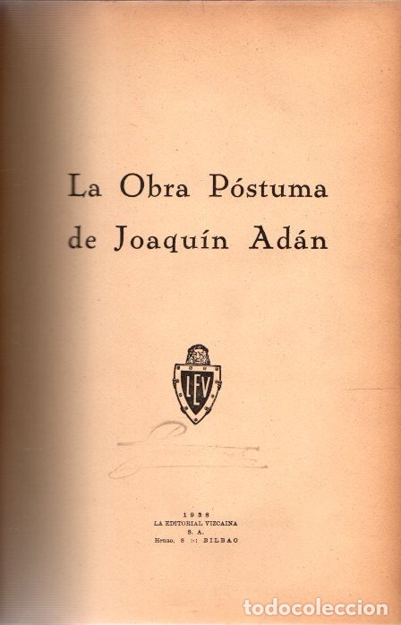 Libros: La obra p&oacute;stuma de Joaqu&iacute;n Ad&aacute;n - NO CONSTA AUTOR - Foto 1