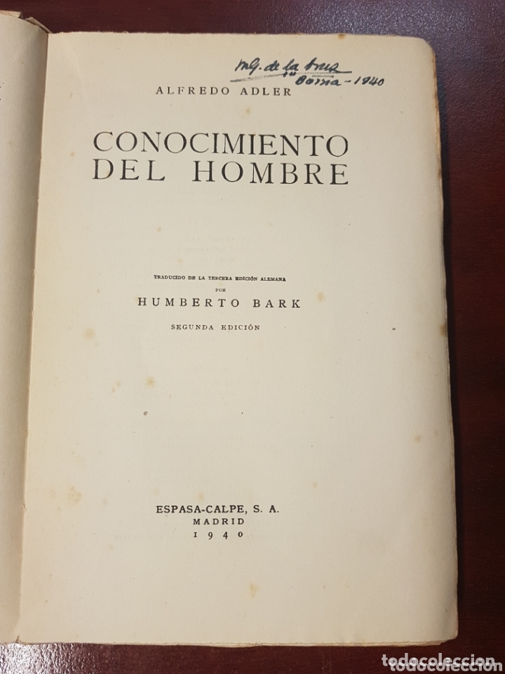 Libros: Conocimiento del hombre - Alfredo Adler - 1940 - Foto 2