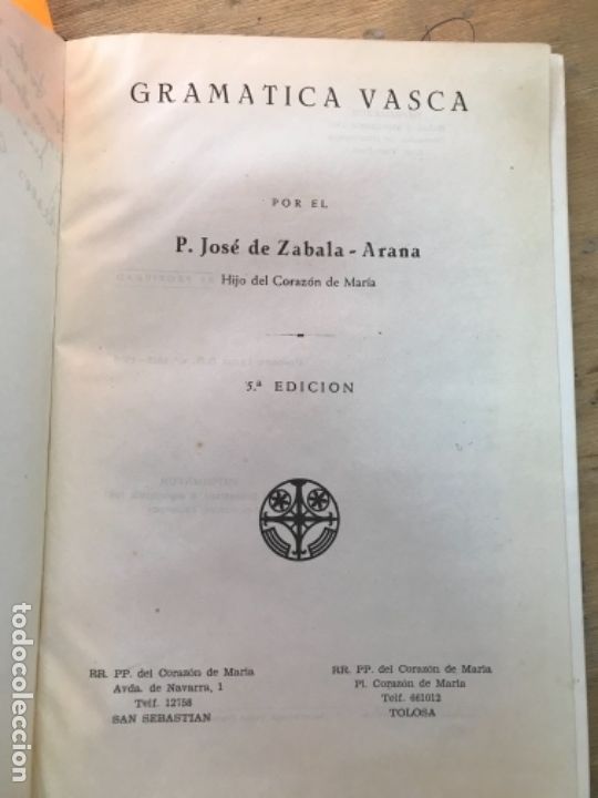 Libros: GRAM&Aacute;TICA VASCA. JOS&Eacute; MAR&Iacute;A ZABALA - ARANA. - Foto 2
