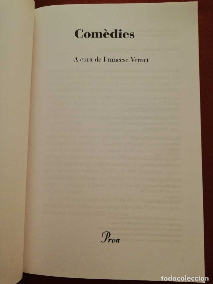 Libros: COM&Egrave;DIES. A CURA DE FRANCESC VERNET (PROA) - Foto 2