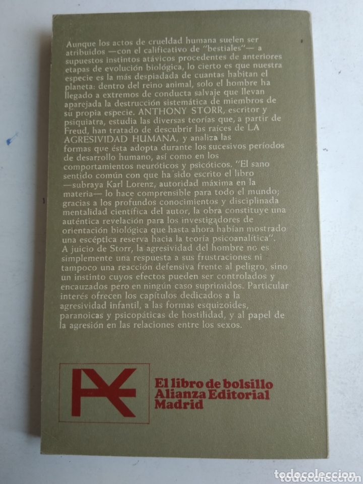 Libros: LA AGRESIVIDAD HUMANA/ANTHONY STORR - Foto 3