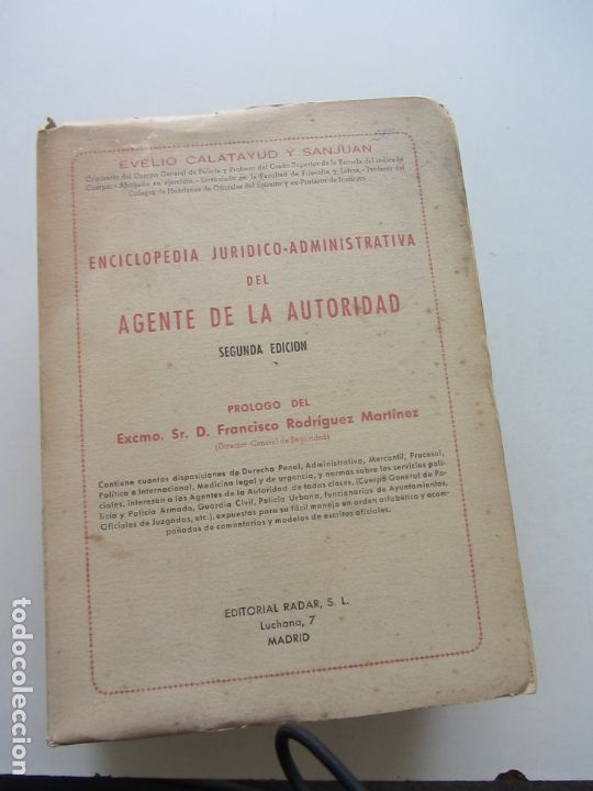 Libri di seconda mano: ENCICLOPEDIA JURIDICO - ADMINISTRATIVA DEL AGENTE DE LA AUTORIDAD DE EVELIO CALATAYUD Y SANJUANcs185