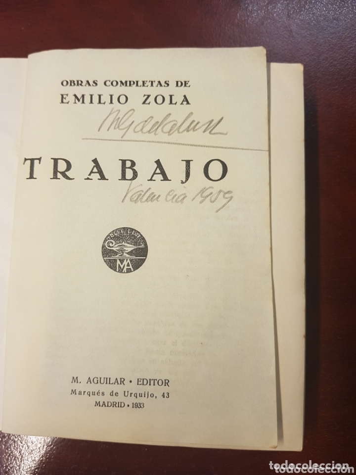 Libros: Trabajo - Emilio Zola - 1933 - Foto 2