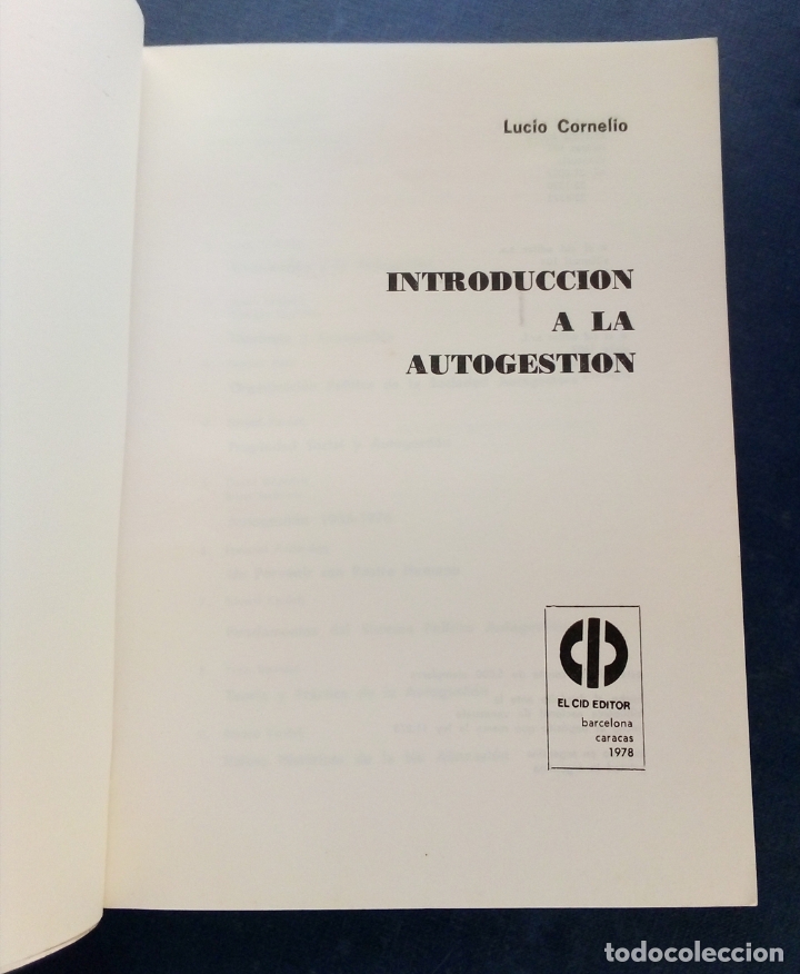 Libros: INTRODUCI&Oacute;N A LA AUTOGESTI&Oacute;N - LUCIO CORNELIO - CID 1978. - Foto 2