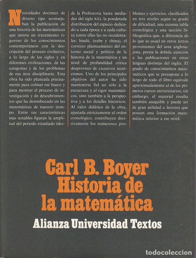 Libros: 0020493 HISTORIA DE LA MATEM&Aacute;TICA / Carl B. Boyer - Foto 1