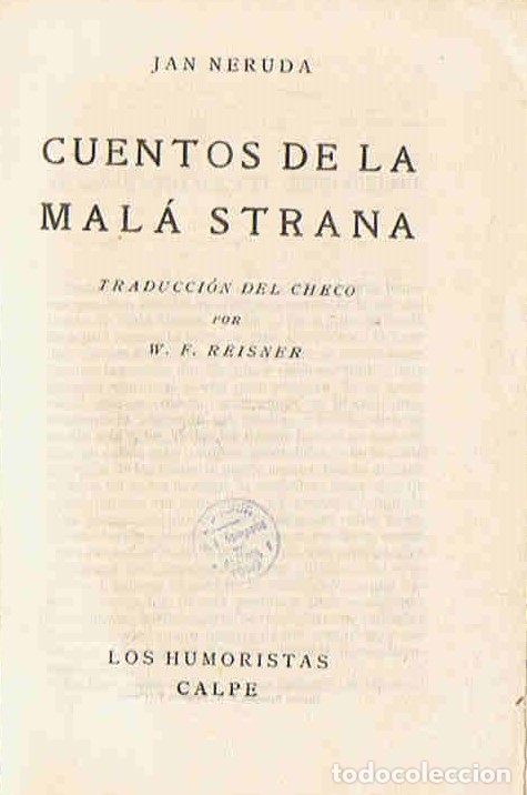 Libros: CUENTOS DE LA MALA STRANA. - Neruda. Jan, - Foto 1