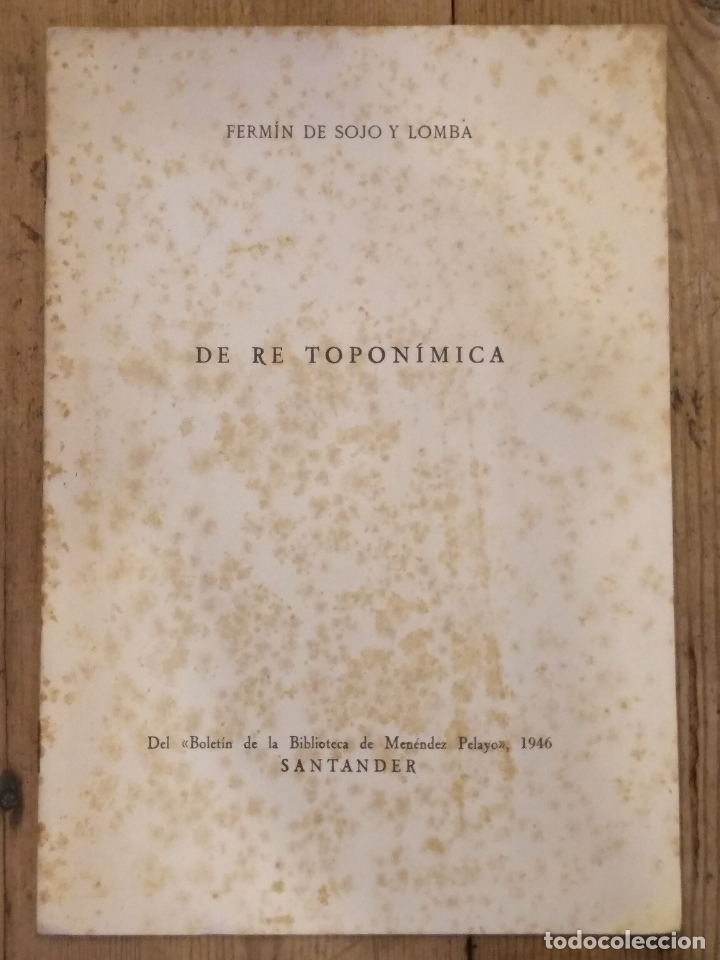 Libros: SOJO Y LOMBA, Ferm&iacute;n. - DE RE TOPON&Iacute;MICA. - Foto 1