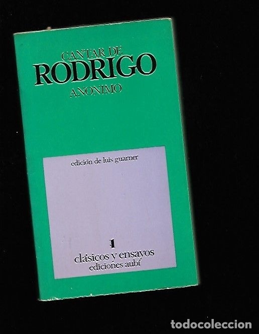 Libros: CANTAR DE RODRIGO - ANONIMO (EDICION DE LUIS GUARNER) - Foto 1