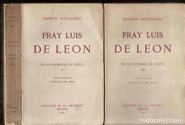 Libros: DE LOS NOMBRES DE CRISTO (3 TOMOS) - FRAY LUIS DE LEON - Foto 1