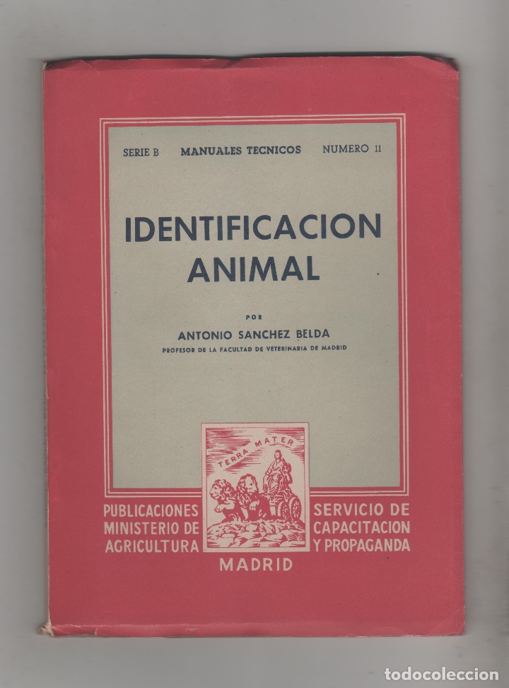 Libros: Identificaci&oacute;n animal. - S&Aacute;NCHEZ BELDA, Antonio: - Foto 1