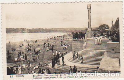 Libri di seconda mano: Foto-Postal. Gij&oacute;n. Escalera Monumental de la Playa de San Lorenzo. L. Roisin-Foto