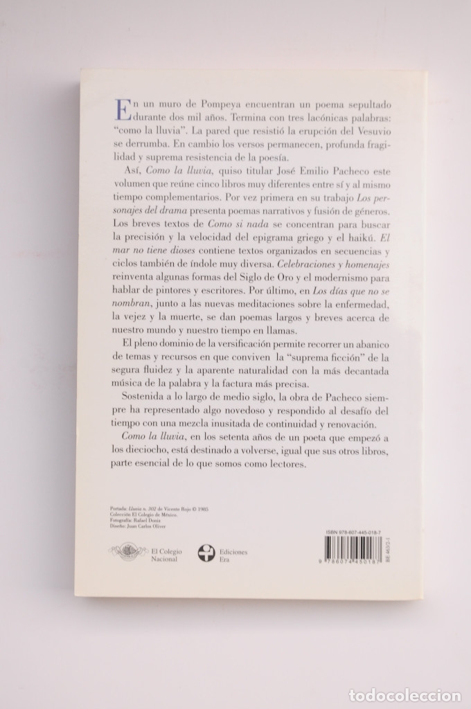 Libros: Como la lluvia. Poemas 2001-2008 - PACHECO, Jos&eacute; Emilio - Foto 4