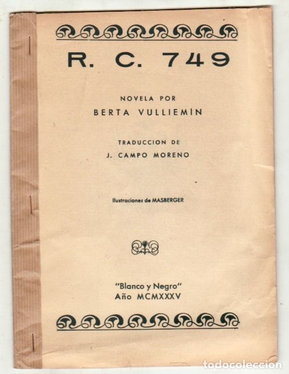 Libros: R.C. 749 (FOLLETO) - VULLIEMIN, BERTA - Foto 1