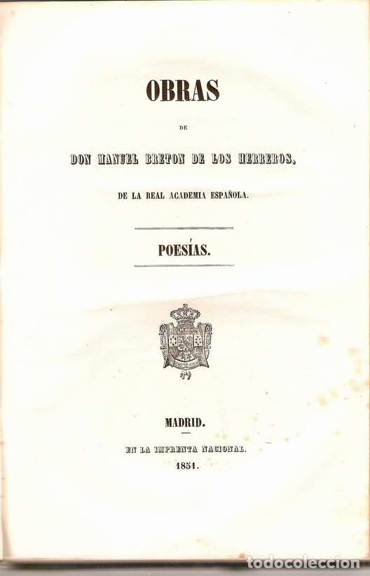 Libros: POES&Iacute;AS - BRET&Oacute;N DE LOS HERREROS, Manuel - Foto 1