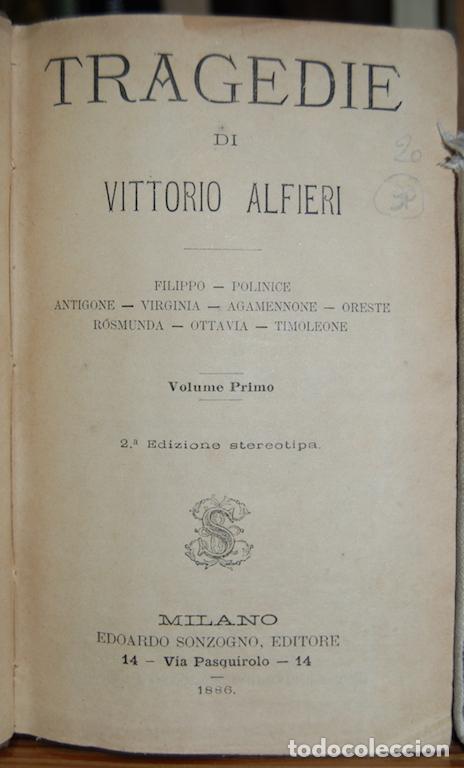 Libros: TRAGEDIE - ALFIERI, Vittorio - Foto 1