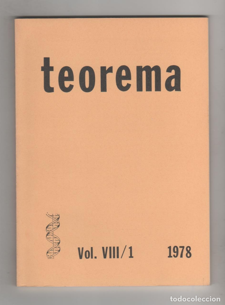Libros: Teorema. Vol. VIII/ 1. 1978. - VV.AA.: - Foto 1
