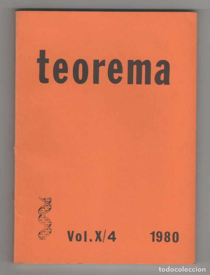Libros: Teorema. Vol. X/ 4. 1980. - VV.AA.: - Foto 1