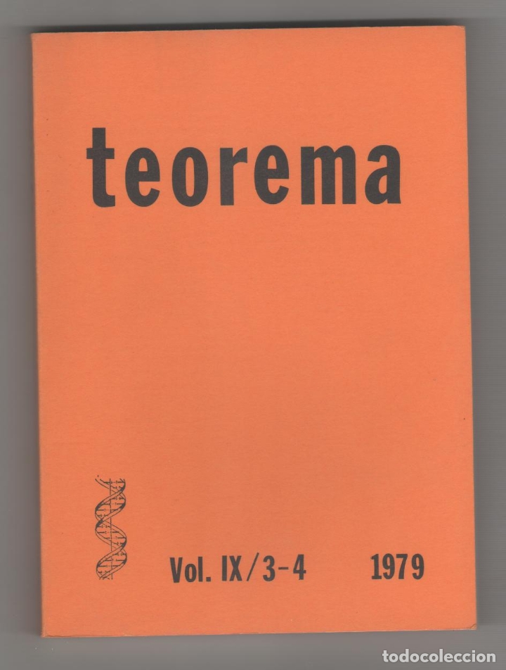 Libros: Teorema. Vol. IX/ 3- 4. 1979. - VV.AA.: - Foto 1