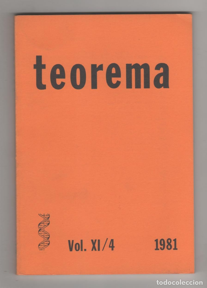 Libros: Teorema. Vol. XI/ 4. 1981. - VV.AA.: - Foto 1