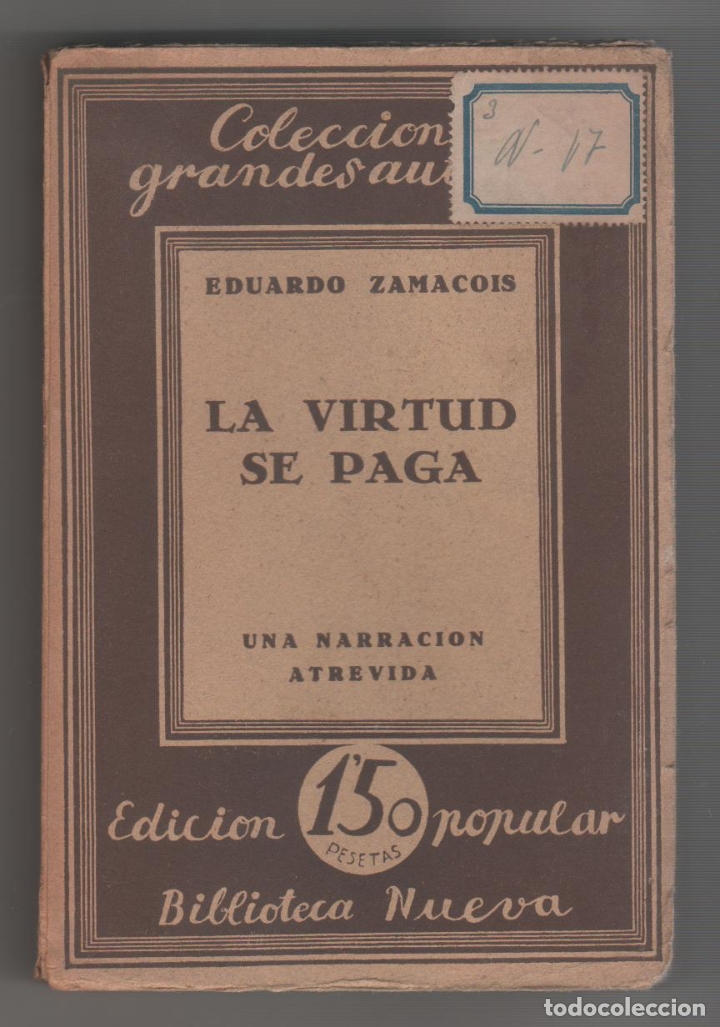 Libros: La virtud se paga. - ZAMACOIS, Eduardo: - Foto 1