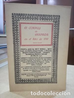 Libros: El Corpus de Granada en el A&ntilde;o de 1741. (Edici&oacute;n facs&iacute;mil). - Foto 1