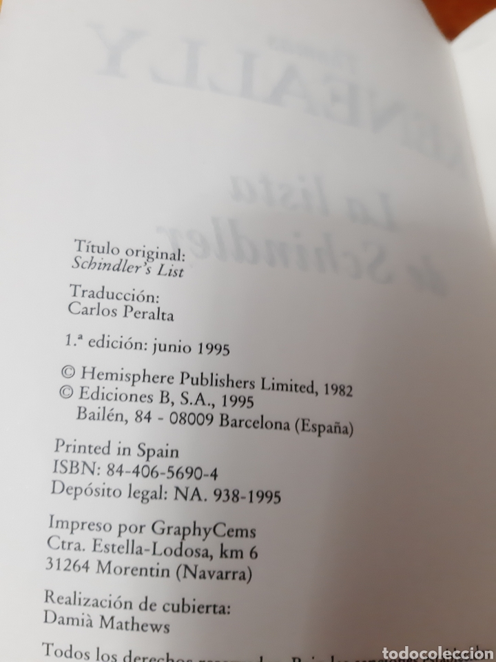 Libros: Libro La Lista de Schindler (1&deg; Edici&oacute;n 1.995) Ediciones B - Foto 3