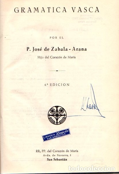 Libros: Gram&aacute;tica vasca - Zabala-Arana, P. Jos&eacute; de - Foto 1