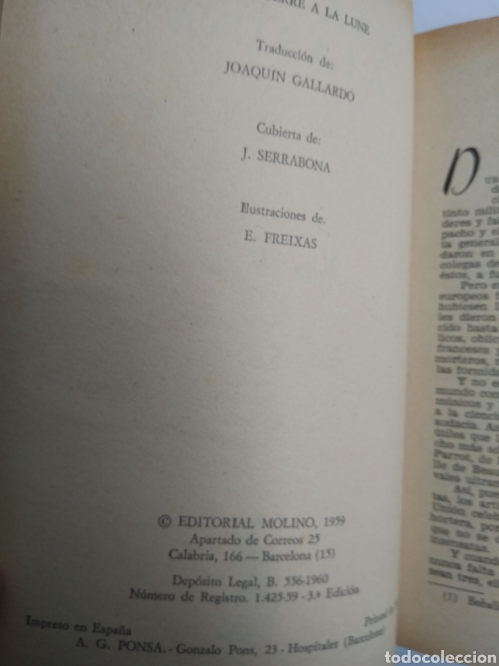 Libros: DE LA TIERRA A LA LUNA/JULIO VERNE ED.1959 - Foto 2