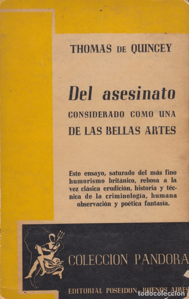 Libros: DEL ASESINATO CONSIDERADO COMO UNA DE LAS BELLAS ARTES. PROLOG LUISA SOFOVICH. - AAI - Foto 1