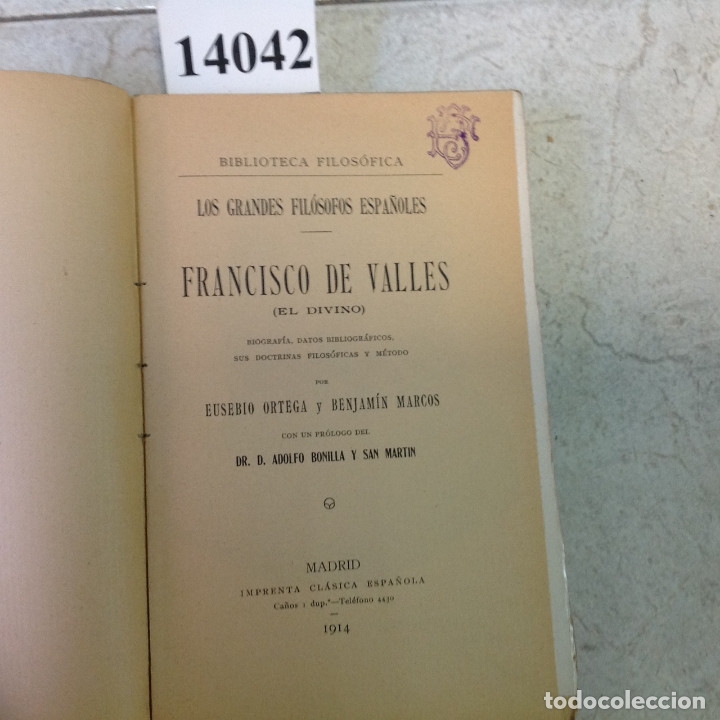 Libros: FRANCISCO DE VALLES (EL DIVINO) ORTEGA, EUSEBIO Y MARCOS, BENJAMIN 1914 - Foto 4