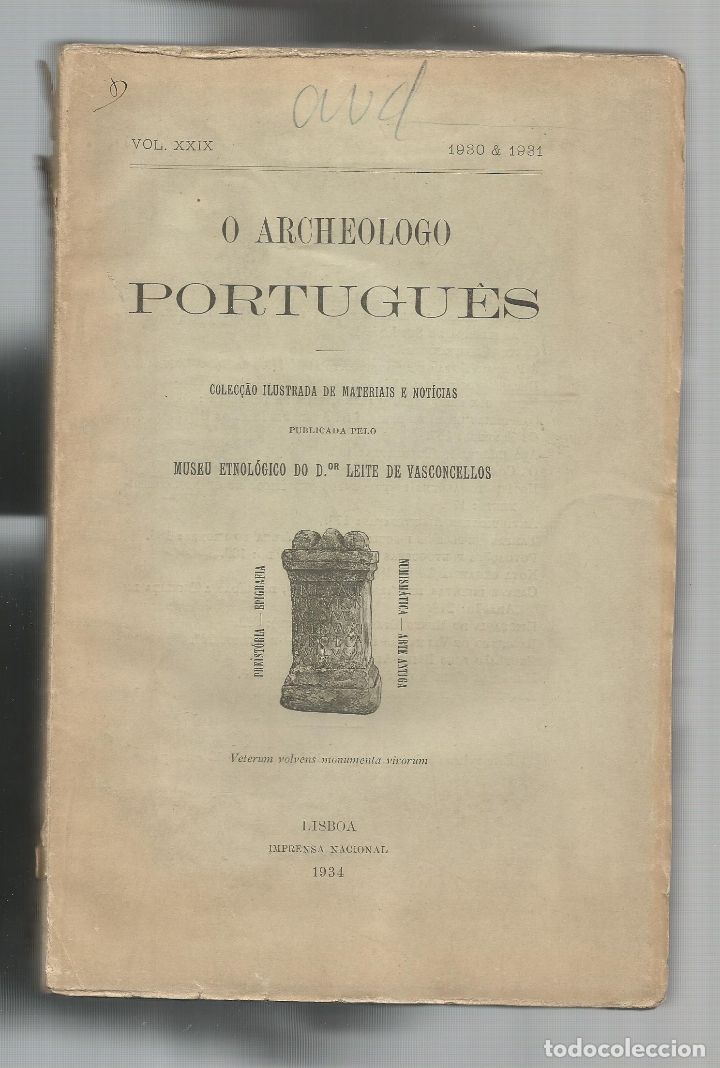 Libros: O archeologo portugu&ecirc;s. Vol. XXIX. 1930 & 1931.