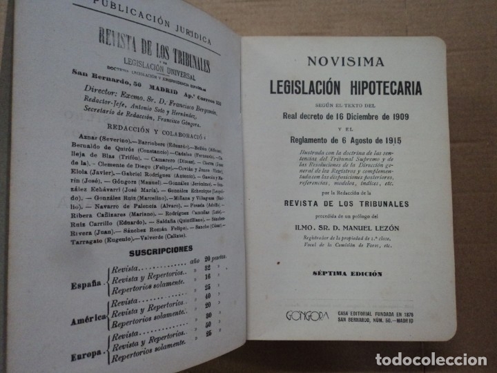Libros: Legislaci&oacute;n Hipotecar&iacute;a - (s&eacute;ptima edici&oacute;n) Gongora - Foto 2