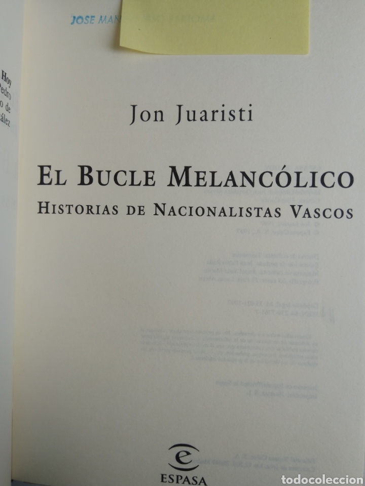 Libros: EL BUCLE MELANC&Oacute;LICO 1&deg;EDICION/JON JUARISTI - Foto 2