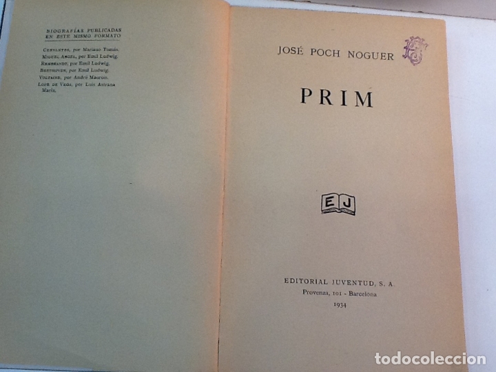 Libros: PRIM JOSE POCH NOGUER 1934 - Foto 2