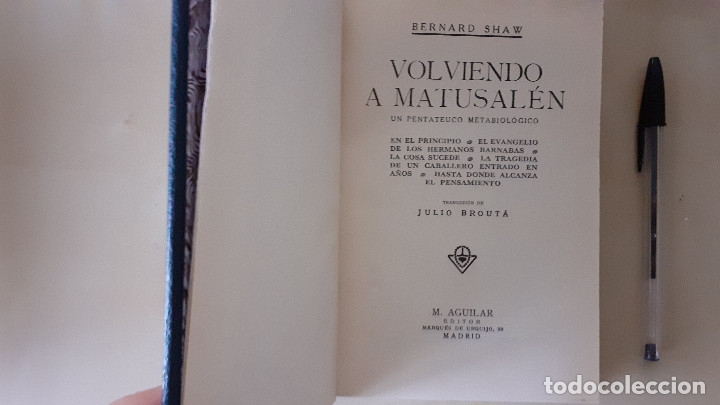 Libros: VOLVIENDO A MATUSALEN. BERNARD SHAW. REENCUADERNADO - Foto 4