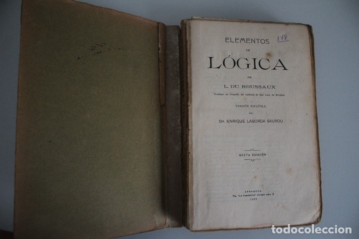Libros: ELEMENTOS DE L&Oacute;GICA  ZARAGOZA 1923 USSAUXRO - Foto 1