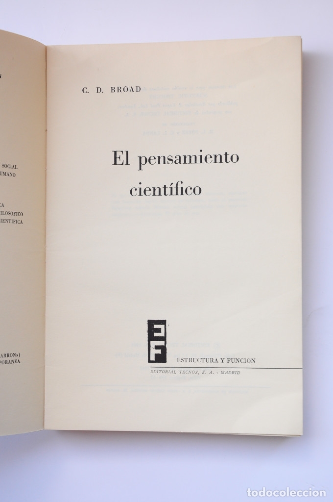 Libros: El pensamiento cient&iacute;fico - BROAD, C. D. - Foto 2