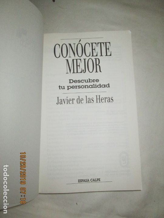 Libros: CON&Oacute;CETE MEJOR - JAVIER DE LAS HERAS  - ESPASA CALPE 1995. - Foto 2
