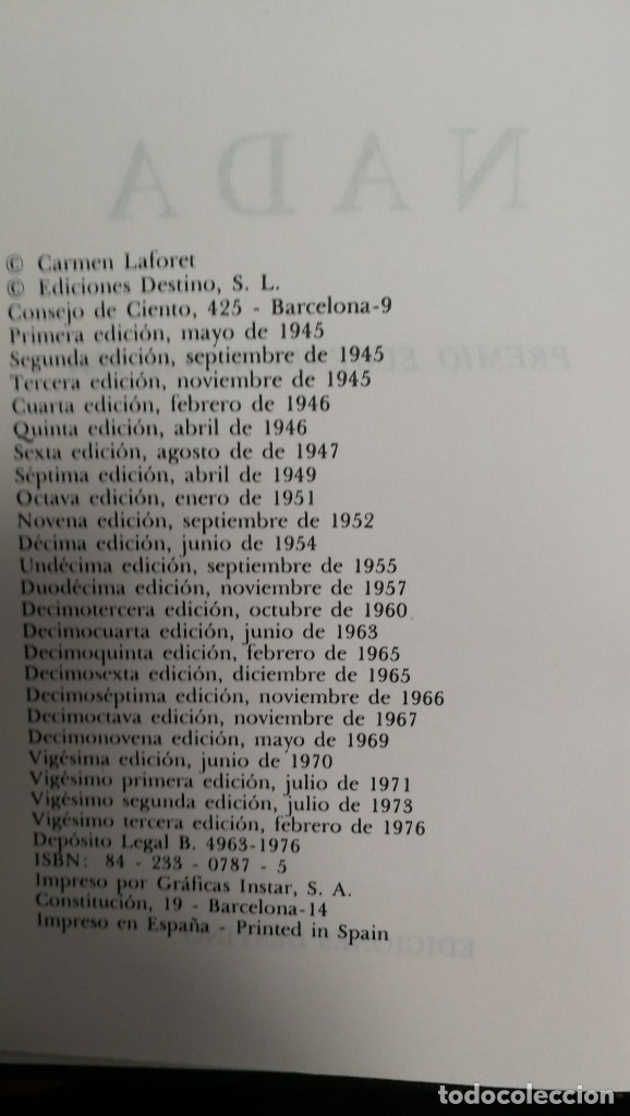 Libros: Carmen Laforet. Nada. Ediciones Destino - Foto 2