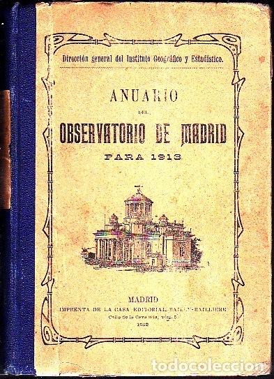 Libros: ANUARIO DEL OBSERVATORIO DE MADRID PARA 1913. - ANONIMO. - Foto 1