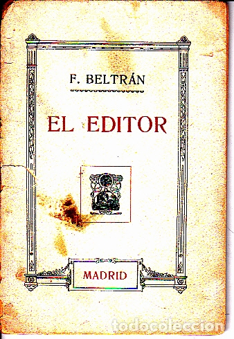 Libros: EL EDITOR. - BELTRAN, F. - Foto 1