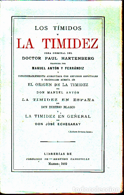 Libros: LOS TIMIDOS Y LA TIMIDEZ. - HARTENBERG, Paul. - Foto 1