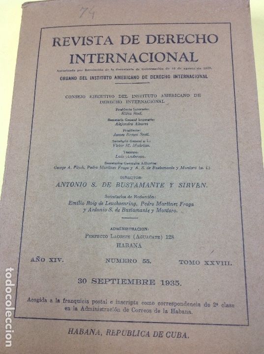 books: Tomo XXVIII no 55. Revista de derecho Internacional A&ntilde;o XIV- semptiembre 1935