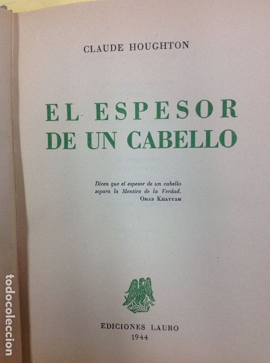 Libros: El espesor de un cabello Claude Houghton - Foto 1
