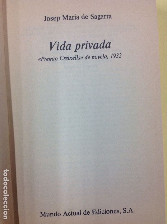 Libros: Vida privada Josep Maria de Sagarra - Foto 1